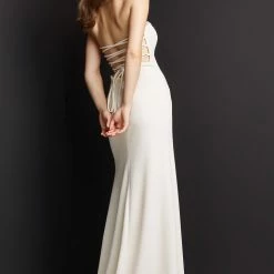 JVN By Jovani Corset Dresses Jovani JVN08510 Prom Dress Strapless Corset Back Glitter Long Evening Gown 08510