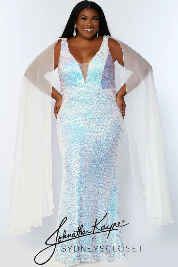 In Stock Johnathan Kayne Sydney's Closet JK2109 Size 20 Sequin Cape Prom Dress Plus Sized Mermaid JK 2109 Mermaid Dresses 5 In Stock Johnathan Kayne Sydney's Closet JK2109 Size 20 Sequin Cape Prom Dress Plus Sized Mermaid JK 2109 Mermaid Dresses