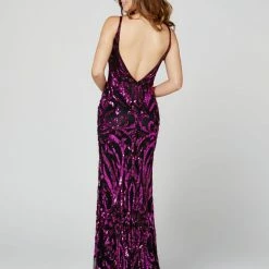 In Stock Primavera Couture 3454 Size 4 Long Fitted Sequin Prom Dress Pageant Gown Formal Backless Dresses