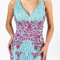 In Stock Backless Dresses Primavera Couture 3238 Size 14 Floral Sequin Fitted Formal Evening Dress Prom