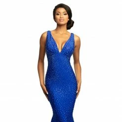 In Stock Mermaid Dresses Johnathan Kayne 9213 Royal Embellished Long Fitted Prom Dress Evening Gown Sizes 0, 2