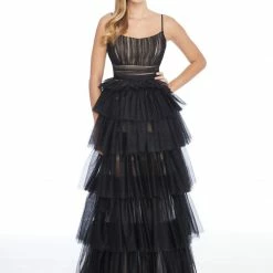 In Stock Ashley Lauren 1744 Blush Prom Dress Size 2 Ruffle Tiered Skirt Evening Gown