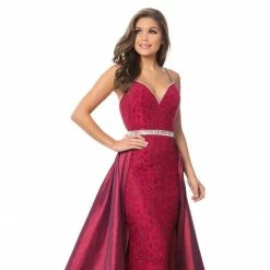 In Stock Johnathan Kayne 7242 Size 0, 10 Raspberry Prom Dress Lace Pageant Gown OverSkirt Crystal Waistline Belt