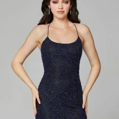 Primavera Couture 3638 Long Fitted Floral Beaded Prom Dress Backless Formal Corset Backless Dresses