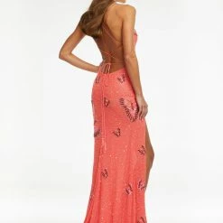 Ashleylauren Ashley Lauren 11178 Beaded Butterfly Evening Gown With Lace Up Back