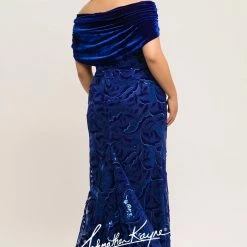 Long Sleeve Dresses Johnathan Kayne For Sydneys Closet JK 2005 Off The Shoulder Prom Dress Plus Size Velvet