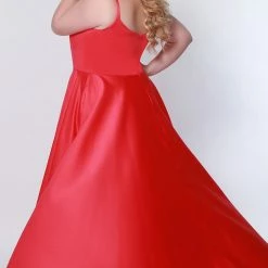Sydney's Closet SC7335 Scoop Neckline Prom Dress Plus Sized A Line Satin SC 7335