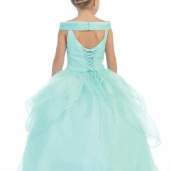 In Stock Girls Size 4 Pink Long Iridescent Shimmer Ballgown Princess Off The Shoulder Ballgown Dresses