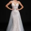 In Stock Nina Canacci 7028 Size 14 Long Embroidered Lace Wedding Dress Over Skirt Sexy Ivory