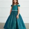 In Stock Ballgown Dresses Tip Top 7029 Size 2 Emerald Off The Shoulder Glitter Girls Pageant Dress Formal Gown