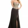 In Stock Johnathan Kayne 7066 Size 12 Floral Corset Bodice Prom Dress High Slit Pageant Train Corset Dresses