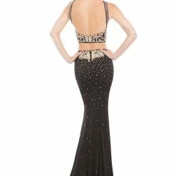 In Stock Mermaid Dresses Johnathan Kayne 7079 Prom Dress Pageant Jersey Gown Black/Gold Size 4