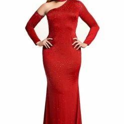 In Stock Long Sleeve Dresses Johnathan Kayne 7215 One Sleeve Choker Pageant Dress Black Prom Gown Size 4