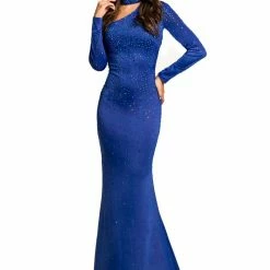 In Stock Long Sleeve Dresses Johnathan Kayne 7215 One Sleeve Choker Pageant Dress Black Prom Gown Size 4