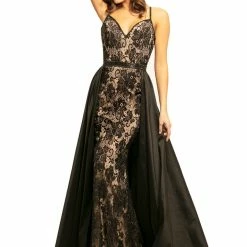 Johnathan Kayne 7242 Embellished Lace V Neck Pageant Gown Prom Dress Over Skirt 32 Johnathan Kayne 7242 Embellished Lace V Neck Pageant Gown Prom Dress Over Skirt