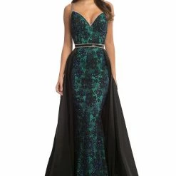 Johnathan Kayne 7242 Lace Pageant Gown Prom Dress Overskirt Crystal Belt