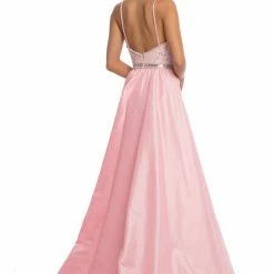 In Stock Johnathan Kayne 7242 Size 4 Canary Yellow Lace V Neck Pageant Gown Prom Dress OverSkirt