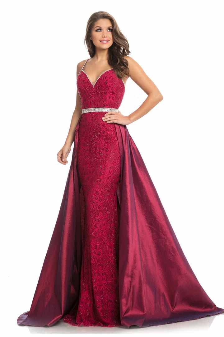 Johnathan Kayne 7242 Embellished Lace V Neck Pageant Gown Prom Dress Over Skirt 12 Johnathan Kayne 7242 Embellished Lace V Neck Pageant Gown Prom Dress Over Skirt
