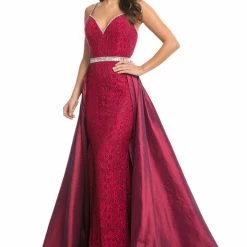 Johnathan Kayne 7242 Prom Dress Lace Pageant Gown Over Skirt Crystal Waistline Belt