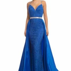 Johnathan Kayne 7242 Lace Pageant Gown Prom Dress Overskirt Crystal Belt