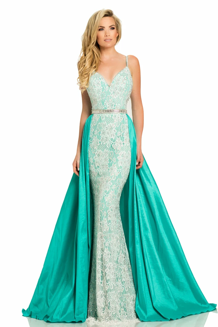 Johnathan Kayne 7242 Embellished Lace V Neck Pageant Gown Prom Dress Over Skirt 4 Johnathan Kayne 7242 Embellished Lace V Neck Pageant Gown Prom Dress Over Skirt