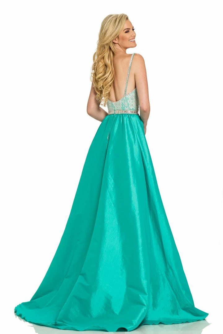 Johnathan Kayne 7242 Embellished Lace V Neck Pageant Gown Prom Dress Over Skirt 14 Johnathan Kayne 7242 Embellished Lace V Neck Pageant Gown Prom Dress Over Skirt