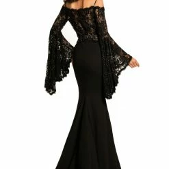 Johnathan Kayne 7244 Lace Bell Sleeve Off Shoulder Prom Dress Pageant Gown Embellished Long Sleeve Dresses