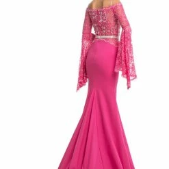 In Stock Johnathan Kayne 7244 Size 2 Pink Lace Bell Sleeve Off Shoulder Prom Dress Pageant Gown Embellished Long Sleeve Dresses 38 In Stock Johnathan Kayne 7244 Size 2 Pink Lace Bell Sleeve Off Shoulder Prom Dress Pageant Gown Embellished Long Sleeve Dresses