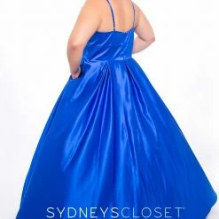 Discontinued Sydneys Closet SC 7270 V Neckline Long Satin Plus Size Prom Dress Evening Gown Formal Ballgown Dresses