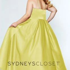 Discontinued Sydneys Closet SC 7270 V Neckline Long Satin Plus Size Prom Dress Evening Gown Formal Ballgown Dresses
