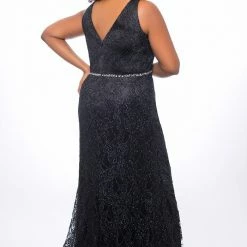 In Stock Sydneys Closet 7279 Size 18 Navy Fitted V Neckline Lace Prom Dress Evening Gown Long Sleeve Dresses 16 In Stock Sydneys Closet 7279 Size 18 Navy Fitted V Neckline Lace Prom Dress Evening Gown Long Sleeve Dresses