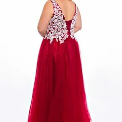 Sydney's Closet SC7291 V Neckline Lace Bodice Tulle Ball Gown Prom Dress Corset Formal SC 7291 Ballgown Dresses