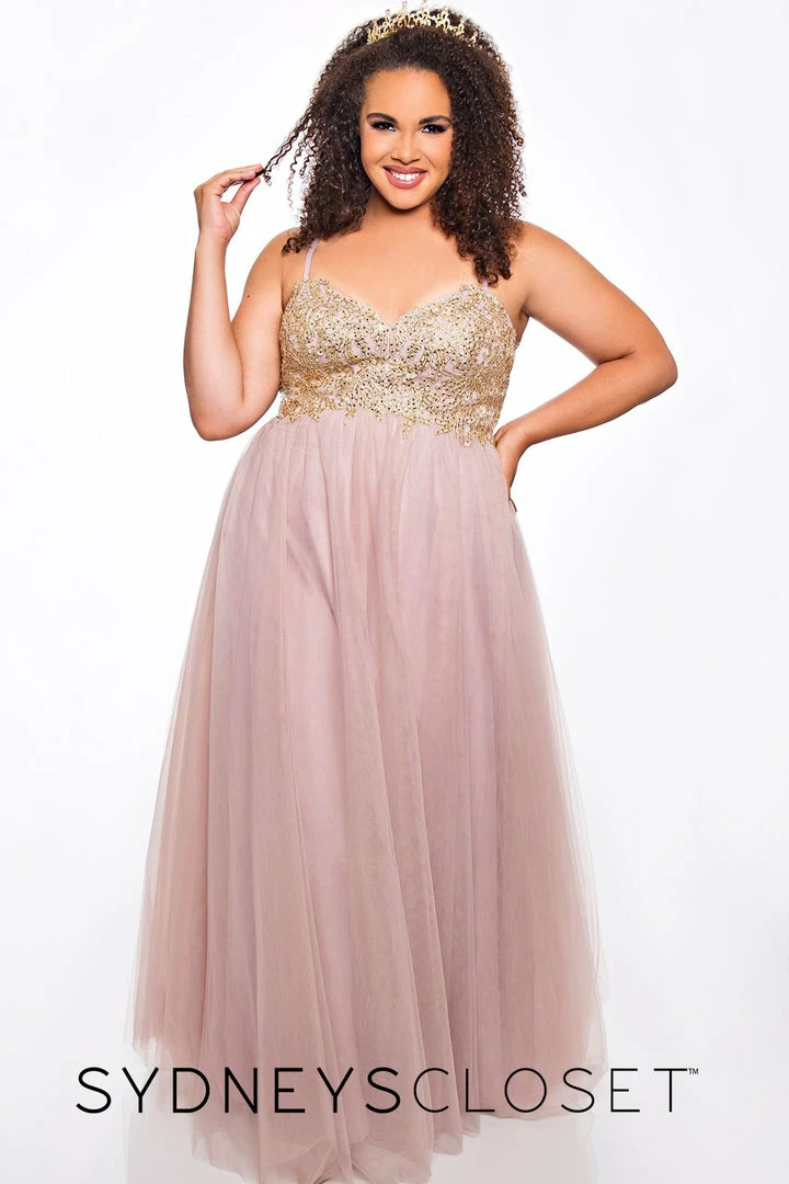 Sydney's Closet SC7309 Plus Sized Prom Dress Evening Gown A Line Tulle Skirt SC 7309 8 Sydney's Closet SC7309 Plus Sized Prom Dress Evening Gown A Line Tulle Skirt SC 7309