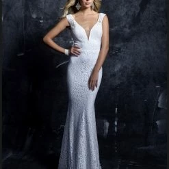 In Stock Nina Canacci 7354 Ivory Wedding Dress Size 4, 8 Long Fitted Lace Prom Dress Wedding