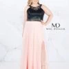 In Stock Mac Duggal Fabulouss 77364 Size 26W Blush/Black Prom Dress Pageant Gown