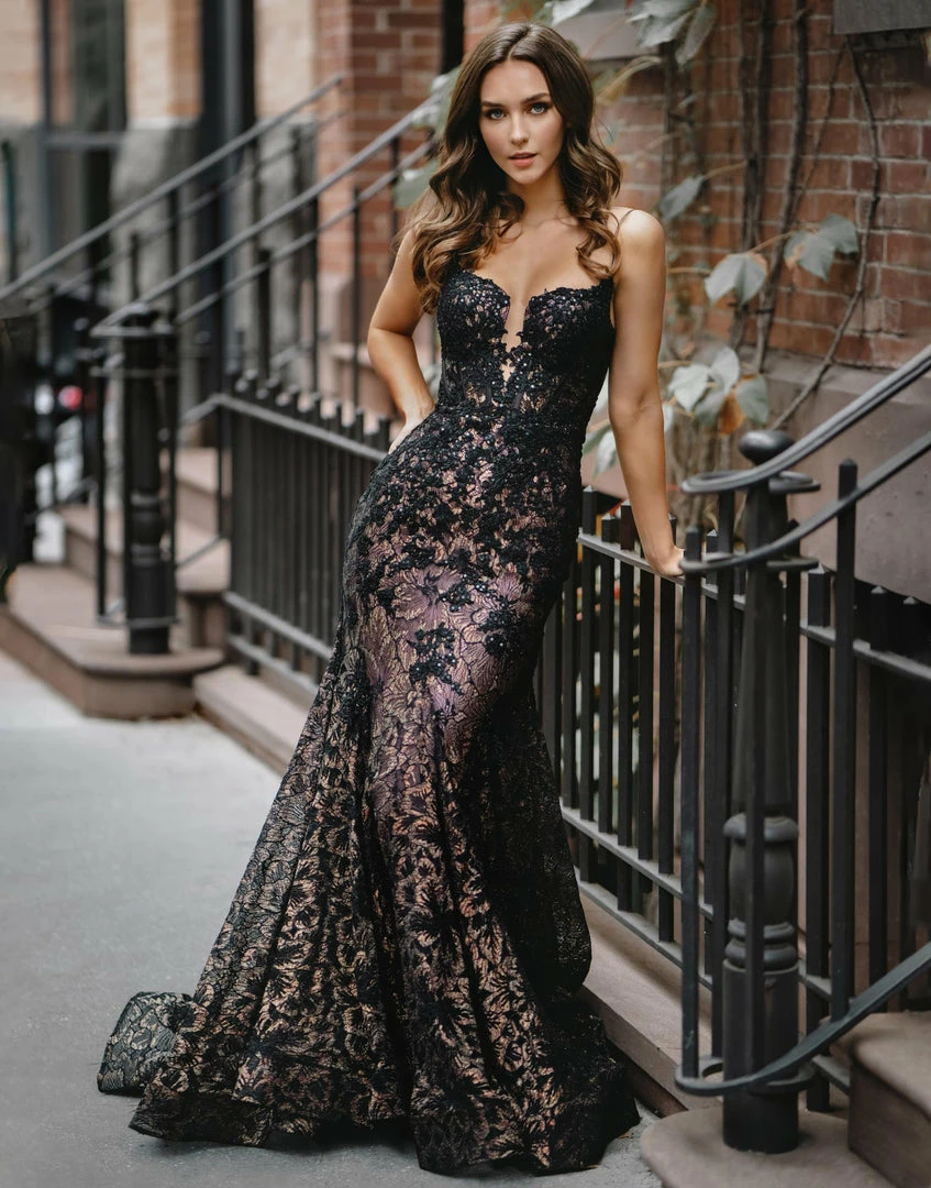 Mac Duggal 79252M Metallic Lace Sheer Corset Mermaid Prom Dress Pageant Gown Metallic Dresses 3 Mac Duggal 79252M Metallic Lace Sheer Corset Mermaid Prom Dress Pageant Gown Metallic Dresses