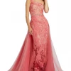 Discontinued Ombre Dresses Mac Duggal 79290M Long Lace One Shoulder Sheer Overskirt Prom Dress Pageant 1 Discontinued Ombre Dresses Mac Duggal 79290M Long Lace One Shoulder Sheer Overskirt Prom Dress Pageant