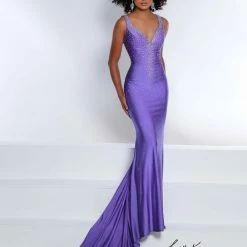 In Stock Johnathan Kayne 2445 Size 8 Royal Lycra Prom Dress Corset Backless