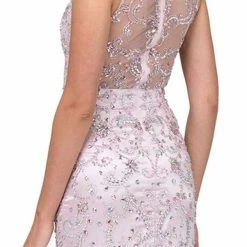 In Stock Mermaid Dresses DQ 2250 Long Fitted Embellished Mermaid Prom Dress Sheer High Neckline Formal Gown