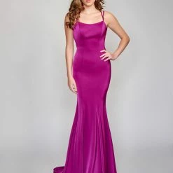 In Stock Nina Canacci 9142 Long Mermaid Prom Dress Scoop Neckline Pageant Gown Lace Up Tie Back Corset Dresses