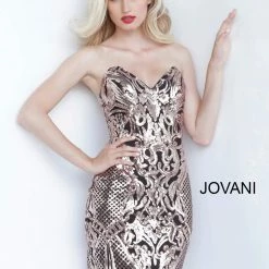 Jovani 8005 Black Rose Strapless Embellished Homecoming Cocktail Dress