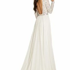 Long Sleeve Dresses Johnathan Kayne 8013 Velvet Pageant Gown Long Sleeve Open Back Prom Dress Stretch Velvet Overskirt