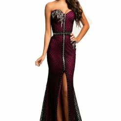 In Stock Johnathan Kayne 8042 Pageant Gown Prom Dress Black/Fuchsia Size 12 Mermaid Dresses