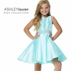 Ashley Lauren Kids Ashley Lauren 8056 Kids Cocktail Dress With Pearl & Crystal Beaded Belt