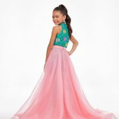 In Stock Ashley Lauren 8067 Size 8 Neon Green Kids Organza Overskirt With Wire Hem Fun Fashion Pageant Girls