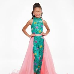 In Stock Ashley Lauren 8067 Size 8 Neon Green Kids Organza Overskirt With Wire Hem Fun Fashion Pageant Girls