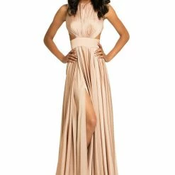 In Stock Johnathan Kayne 8072 Double Slit High Neckline Prom Dress Pageant Evening Gown Size 4