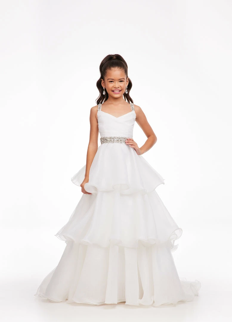Ashley Lauren Kids 8080 Long Girls Tiered A Line Ball Gown Skirt Pageant Dress 4 Ashley Lauren Kids 8080 Long Girls Tiered A Line Ball Gown Skirt Pageant Dress