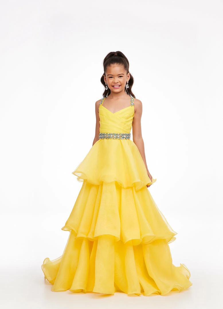 Ashley Lauren Kids 8080 Long Girls Tiered A Line Ball Gown Skirt Pageant Dress 9 Ashley Lauren Kids 8080 Long Girls Tiered A Line Ball Gown Skirt Pageant Dress