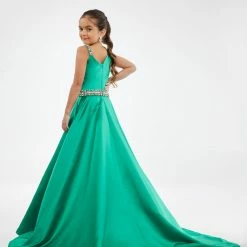 Ashley Lauren Kids 8084 Long A Line Heavy Satin Pageant Ball Gown Formal Dress Girls 10 Ashley Lauren Kids 8084 Long A Line Heavy Satin Pageant Ball Gown Formal Dress Girls